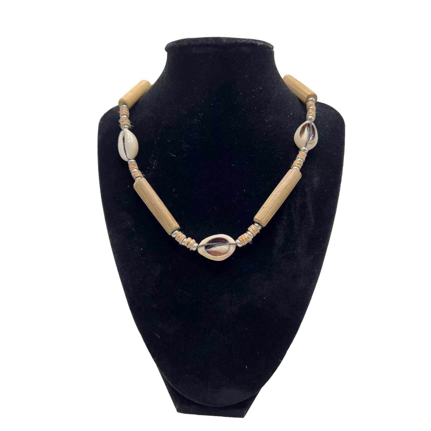 Other Necklaces Other Cowry Shell and Wooden Bead Necklace Unisex Surfer 17 Inch Brown