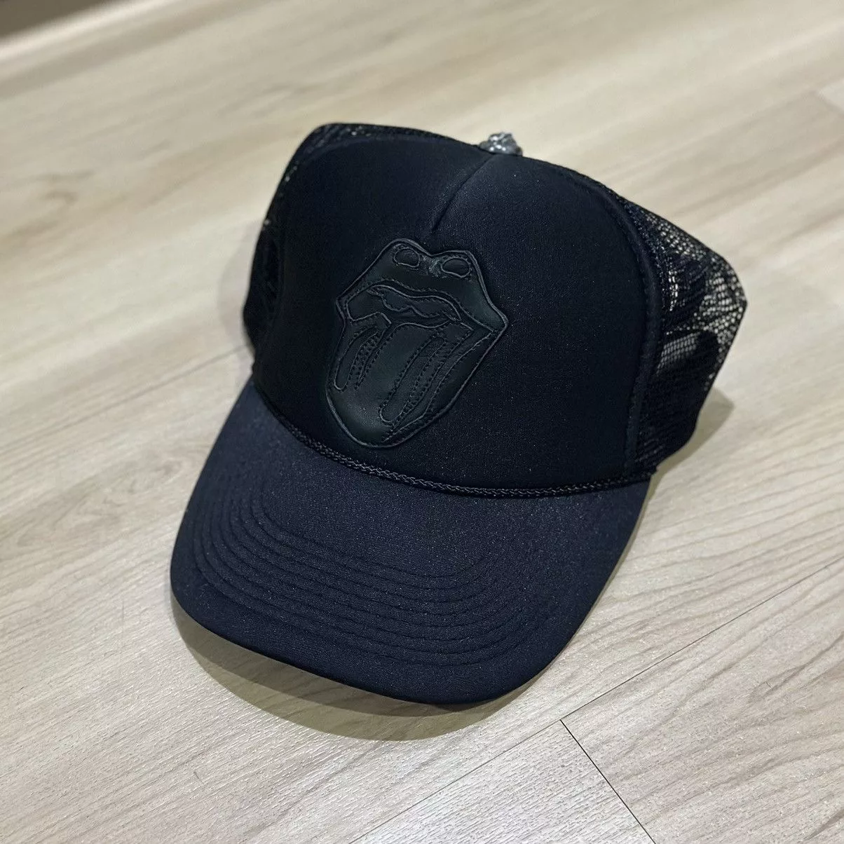 Chrome Hearts Hats Chrome hearts rolling stone trucker cap Black