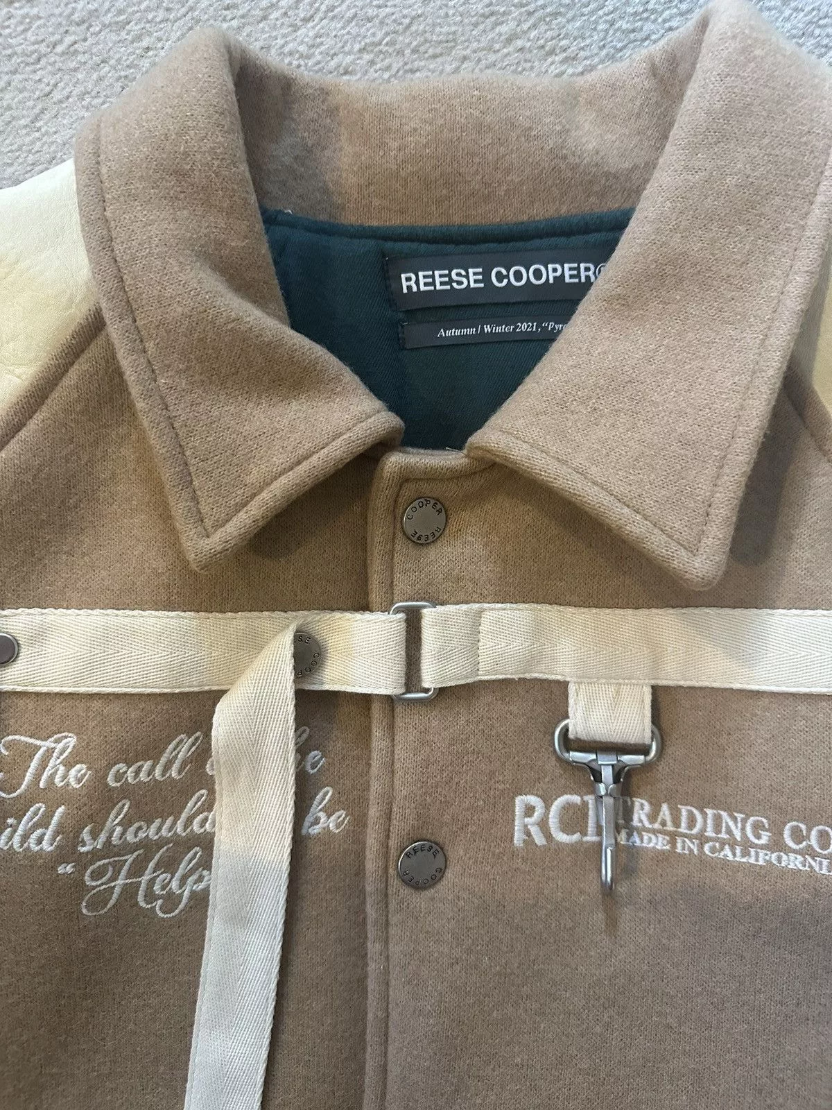 Reese Cooper Leather Jackets Reese Cooper RCI Varsity Jacket Beige