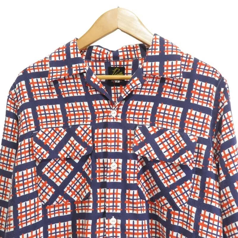 Needles Shirts Button Ups Needles Shirt Cut Off Bottom Checkered Orange