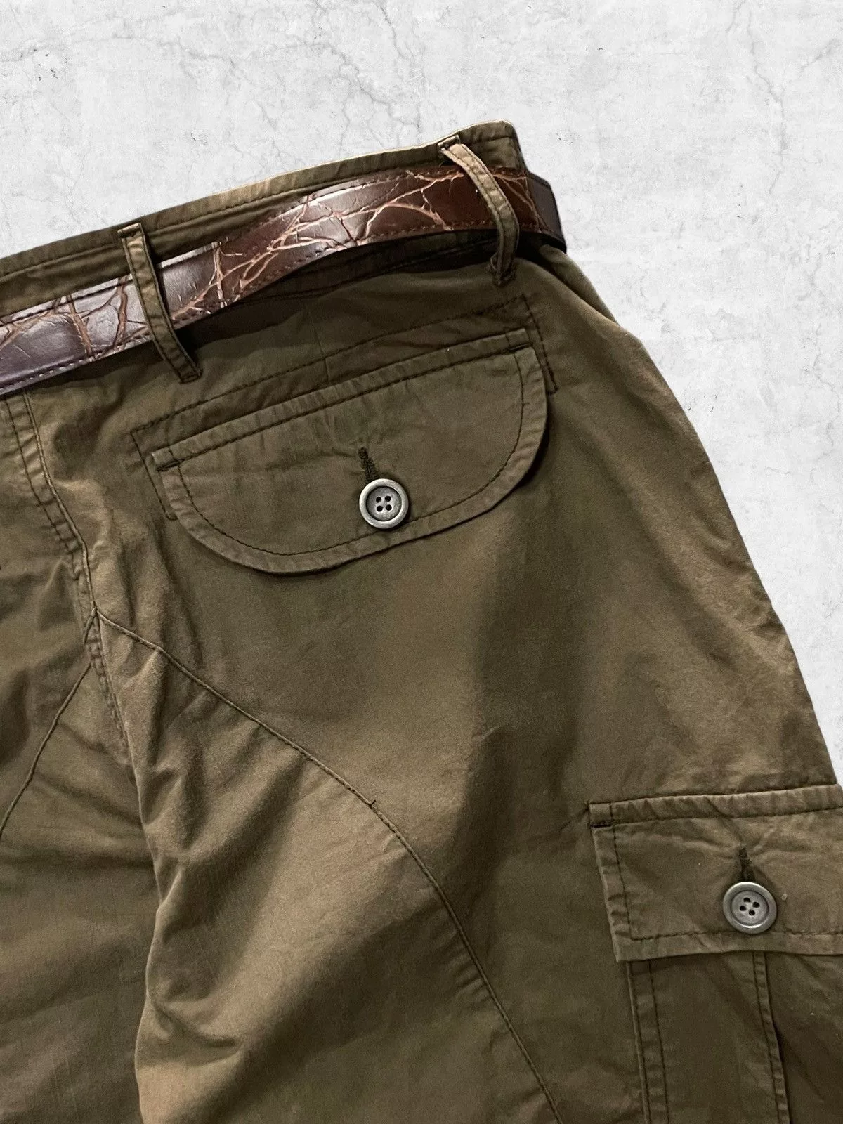Japanese Brand Casual Pants Japanese Brand × Takeo Kikuchi × Vintage Takeo Kikuchi Japan Multi Pocket Cargo Pants With Belt Green