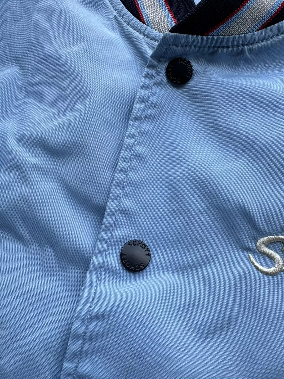 Schott Light Jackets Schott × Vintage Schott NYC Varsity Nylon Bomber Light Jacket Blue Streetwear
