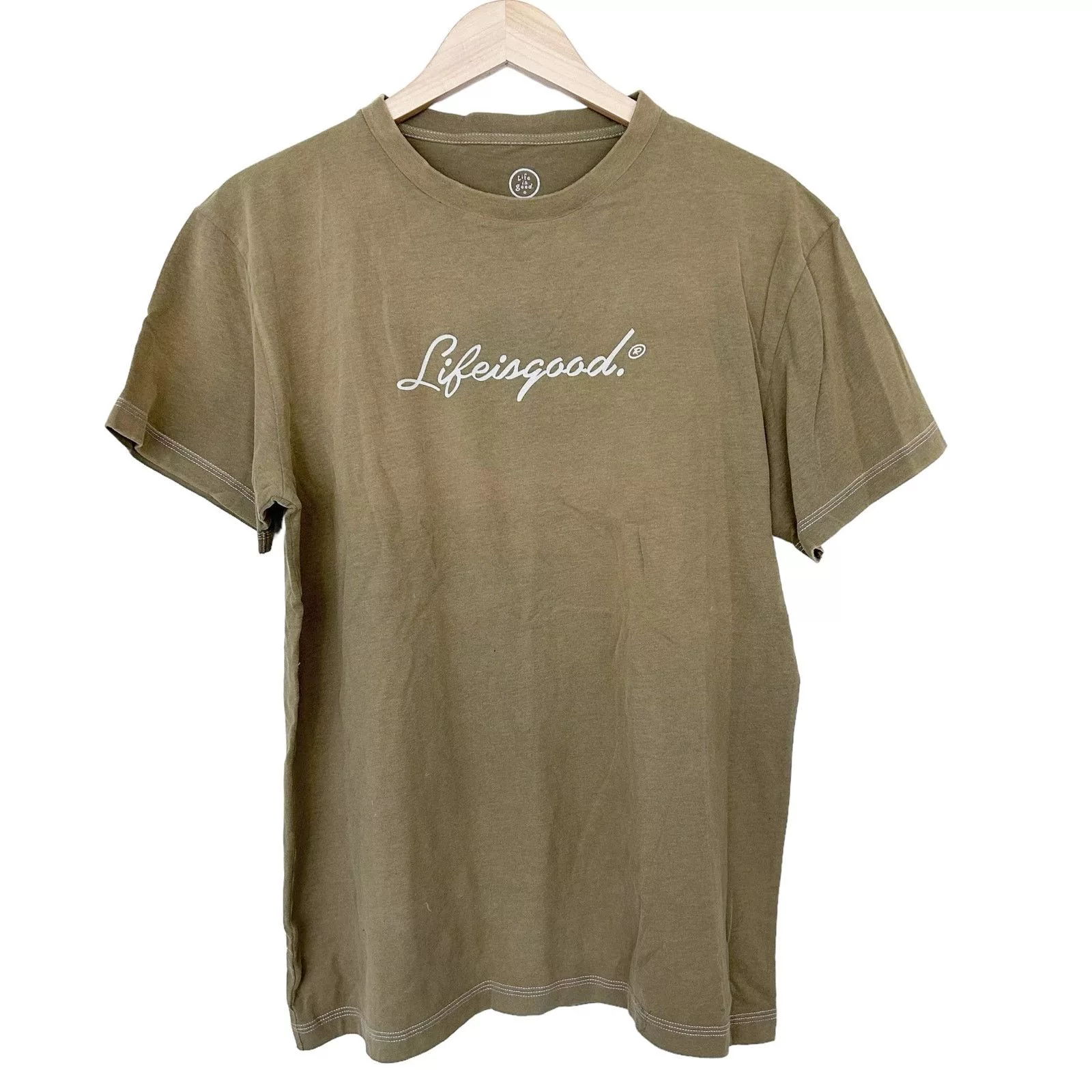 Life is Good Short Sleeve T Shirts Life is Good Green Spell Out Short Sleeve T Shirt Sz M
