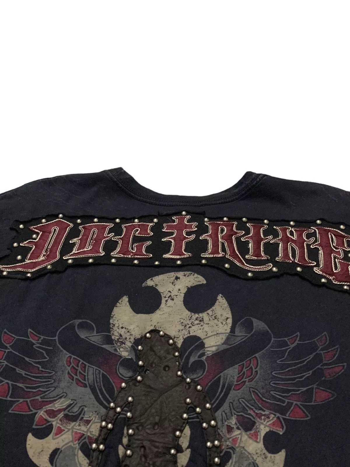 Affliction Short Sleeve T Shirts Affliction × Ed Hardy × Hysteric Glamour Vintage Balenciaga Affliction Style Studded Leather Tshirt Black