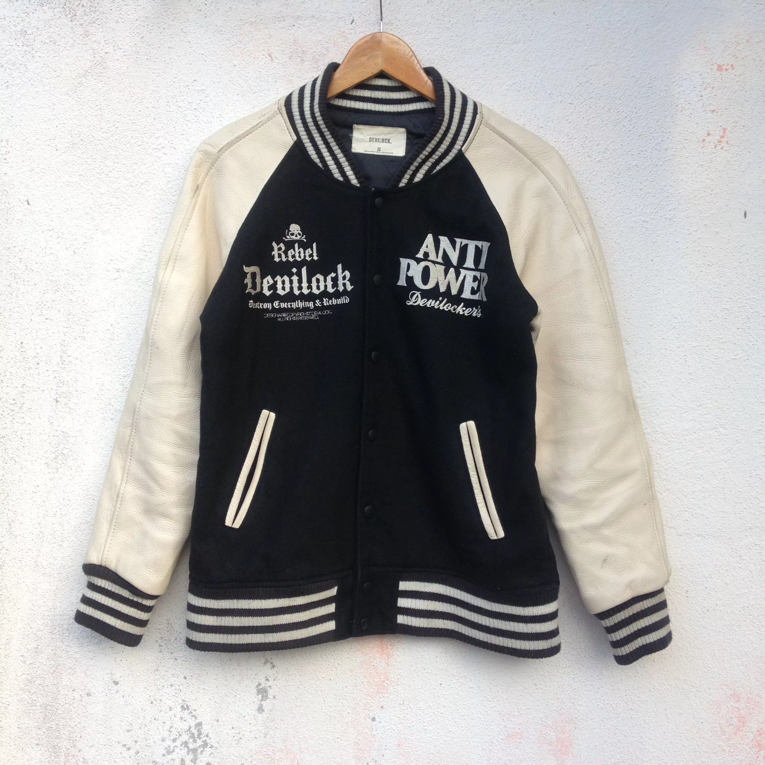 Devilock Light Jackets Devilock × Vintage Devilock Anti Power Rebel Leather Sleeve Black