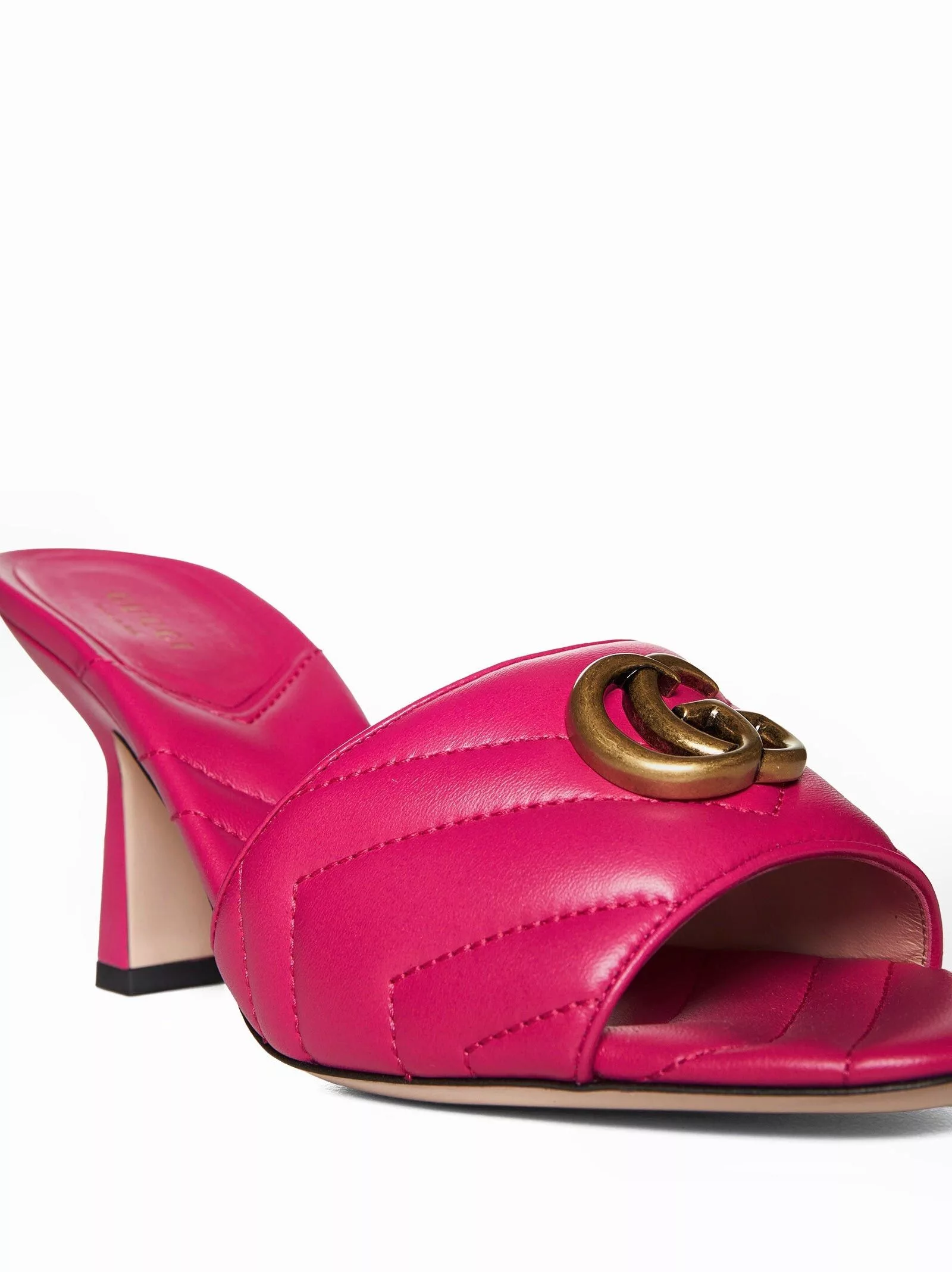 Gucci Miscellaneous Gucci Double G Leather Slide Sandals SIZE 38.5 Pink