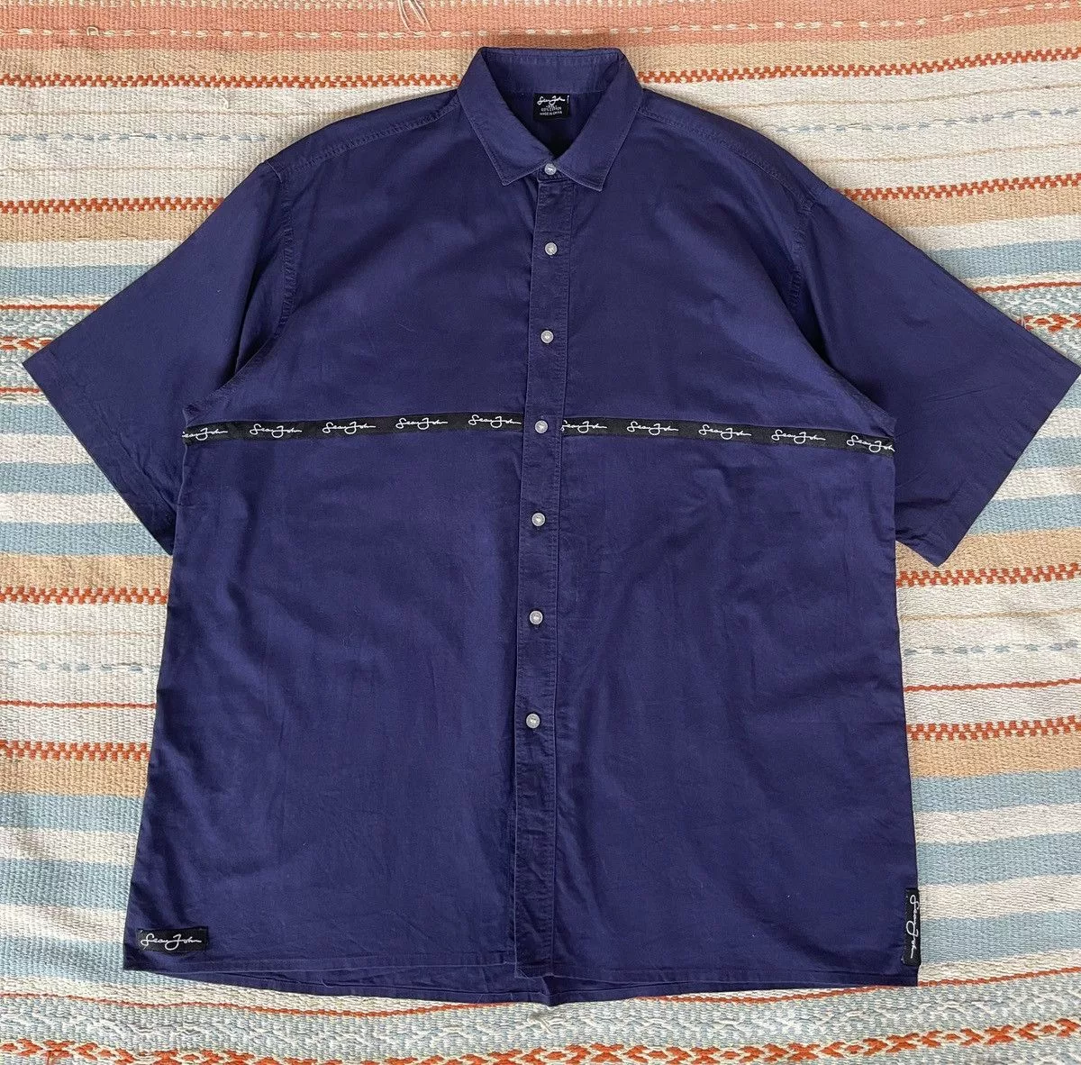 Sean John Shirts Button Ups Sean John × Vintage Vintage’90s🔥SEAN JOHN🔥SpellOut Big Size Shirt Button Up Blue Streetwear