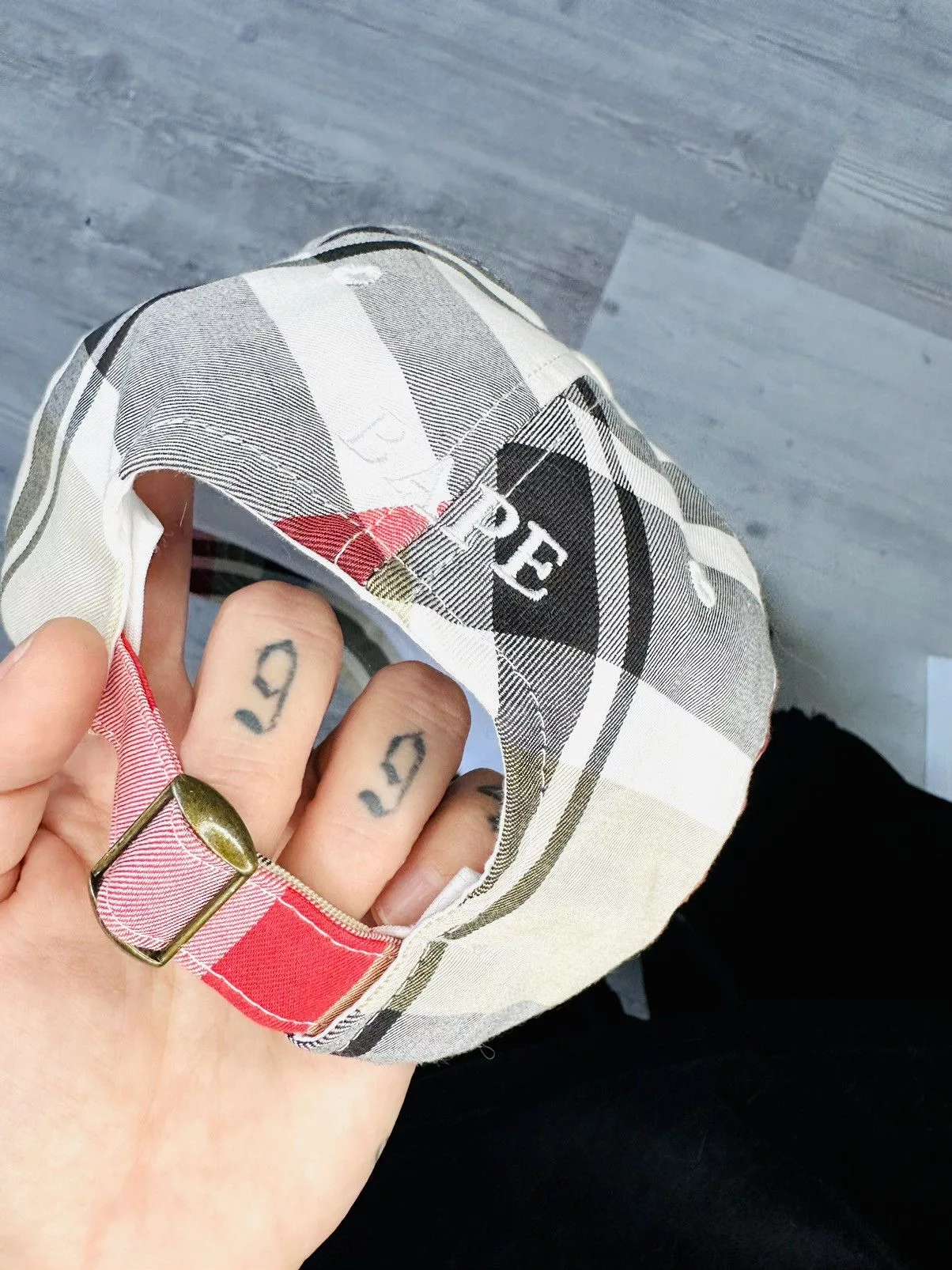 Bape Hats Bape Check Panel Cap Beige