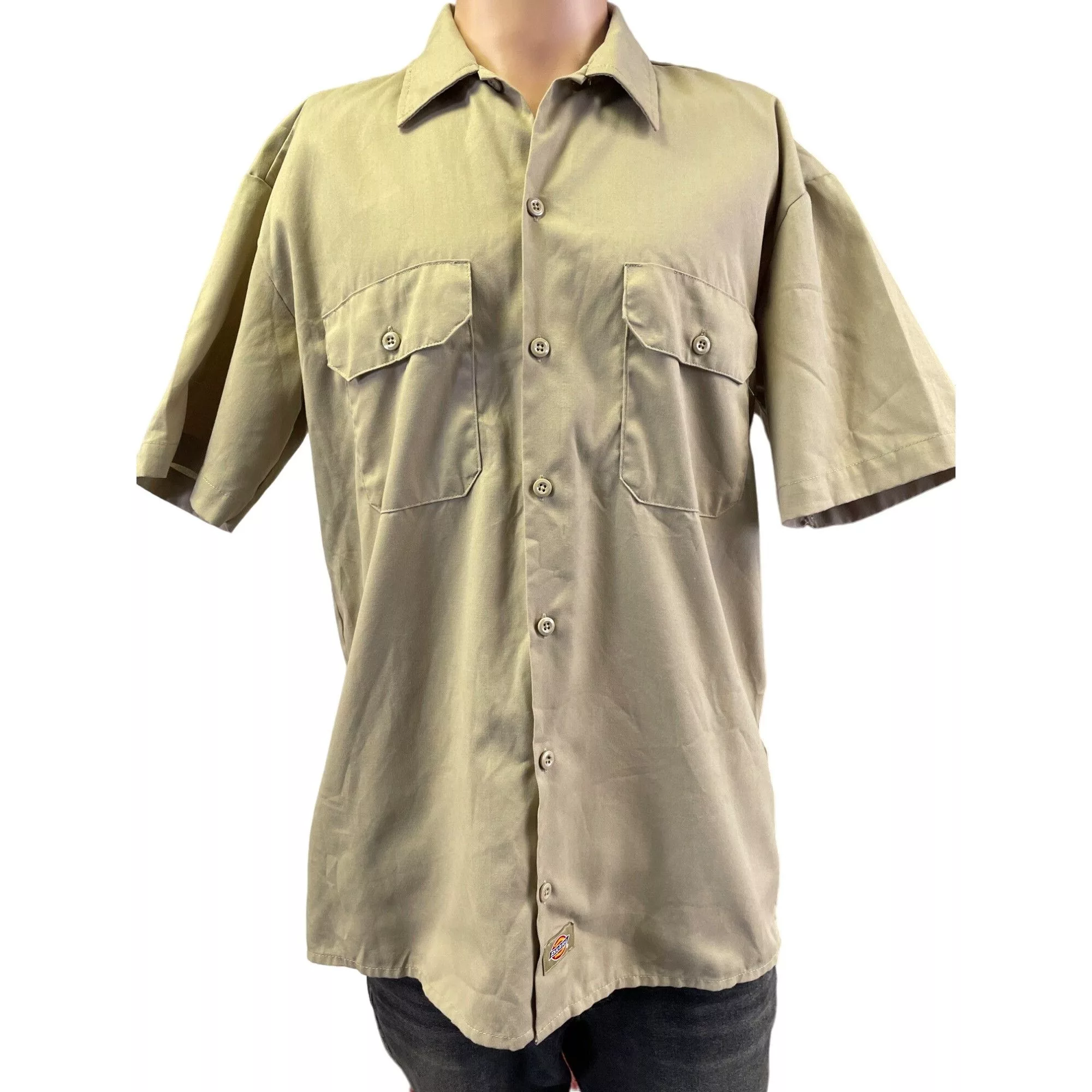 Dickies Shirts Button Ups Dickies Flex Men's Khaki Button up Short Sleeve Work Shirt S Brown