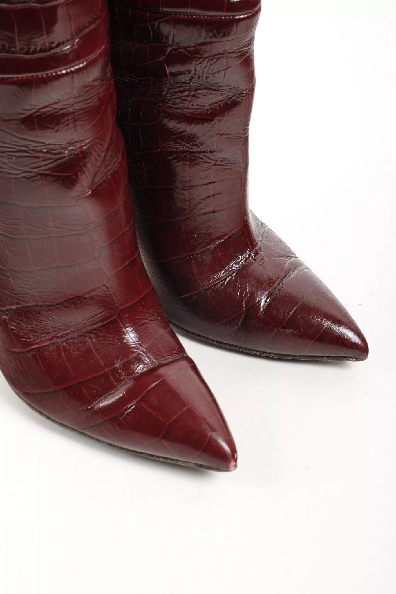Paris Texas Boots Paris Texas Burgundy Crocodile Embossed Boots Brown
