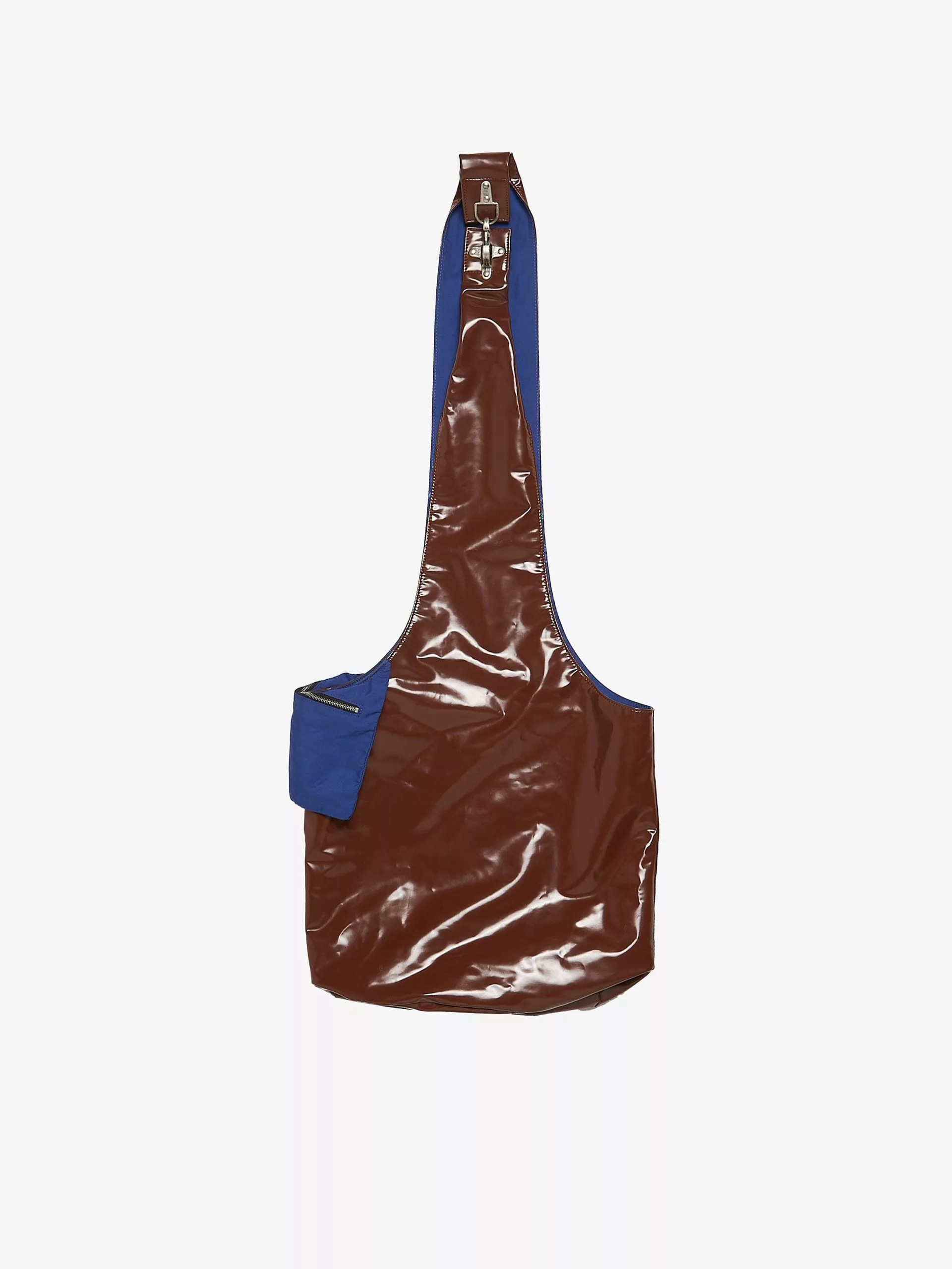 Raf Simons Bags Luggage Raf Simons Brown and Blue Reversible Vinyl Shoulder Bag