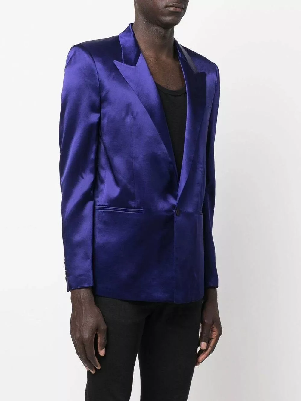 Saint Laurent Paris Light Jackets Saint Laurent Paris o1s1wg110724 Fitted Single-Breasted Jacket Shiny Royal Blue