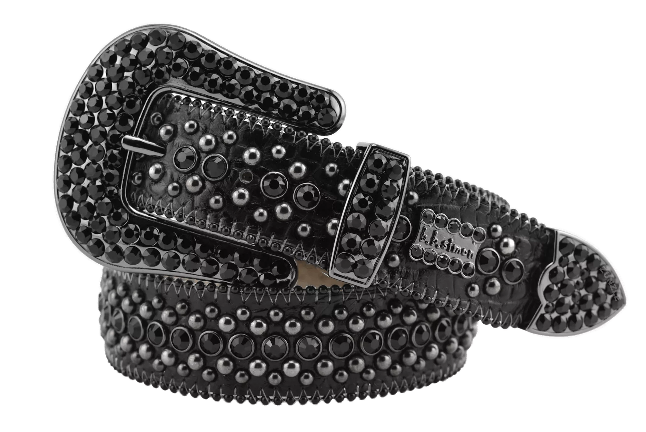 B.B. Simon Belts NEW Size 32 30 28 b.b. simon Belt Jet Black Crystal Mens