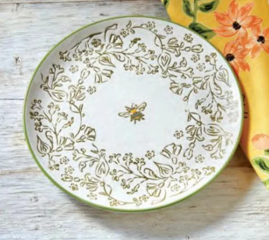 Green Multi Honeysuckle App Plate 8”