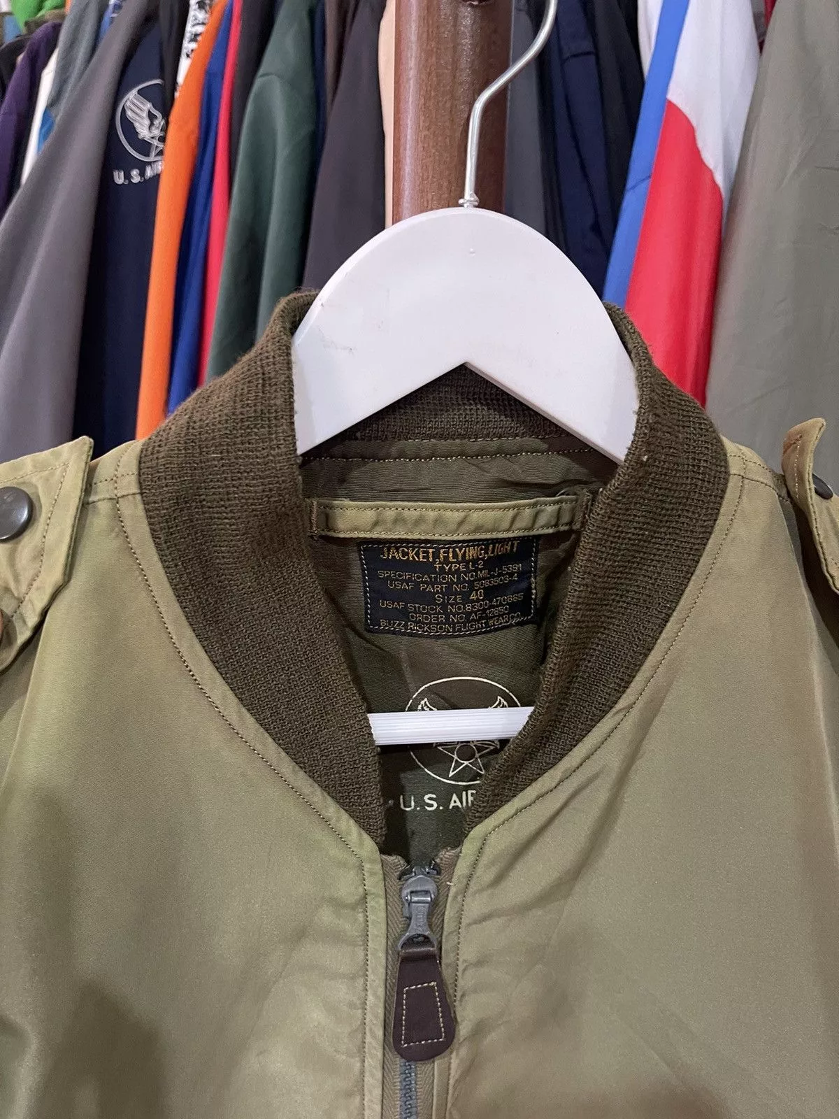 Buzz Rickson's Bombers Buzz Rickson's × Toyo Enterprises × Vintage Vtg. Buzz Rickson Type L-2 Flight USAF Crown Zipper Jacket Green