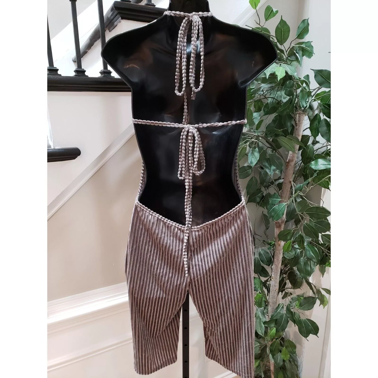 Other Bodysuits Other Women's Striped Polyester Sleeveless Casual Romper Size M Gray
