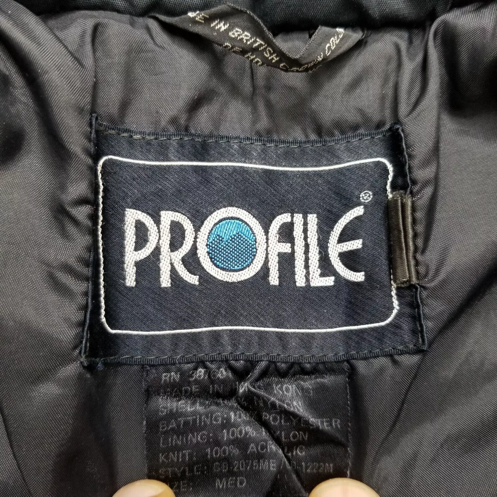 Other Bombers Other Profile Jacket Mens Medium Black Full Zip Pockets