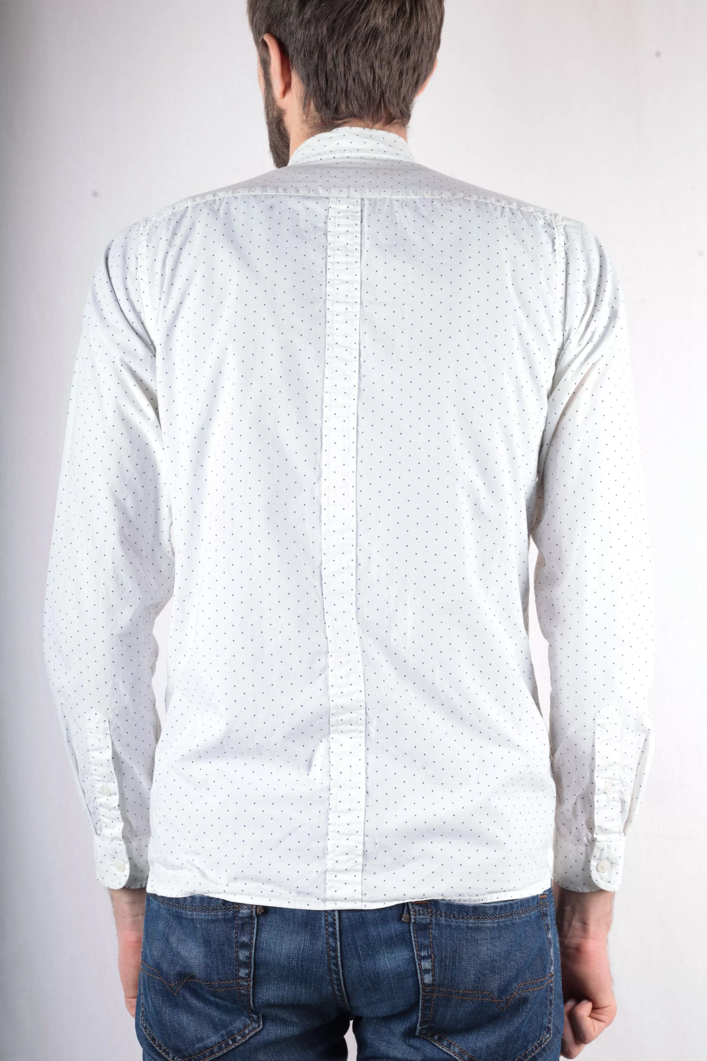Fred Perry Shirts Button Ups Fred Perry White Dotted Long Sleeve Shirt Size S Slim Fit
