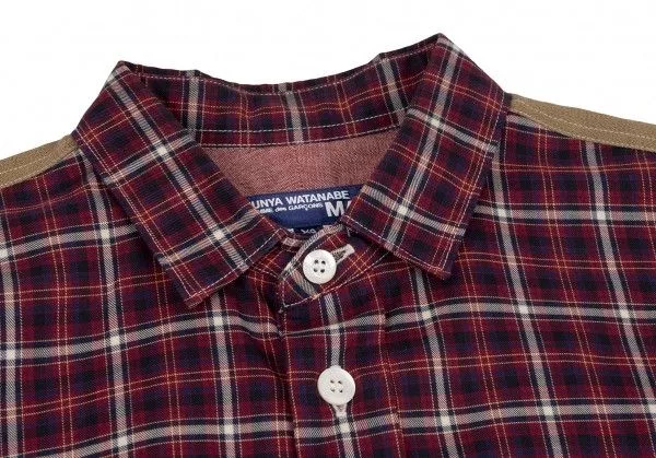 Junya Watanabe Shirts Button Ups Junya Watanabe Shirt Paneled Check Switch Long Sleeve Red