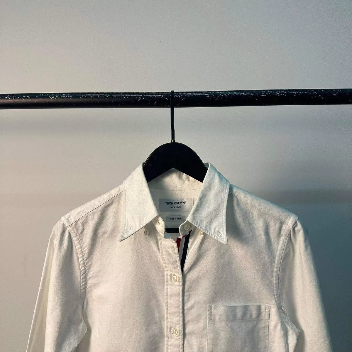 Thom Browne Button Ups THOM BROWNE STRIPED OXFORD SHIRT White Luxury