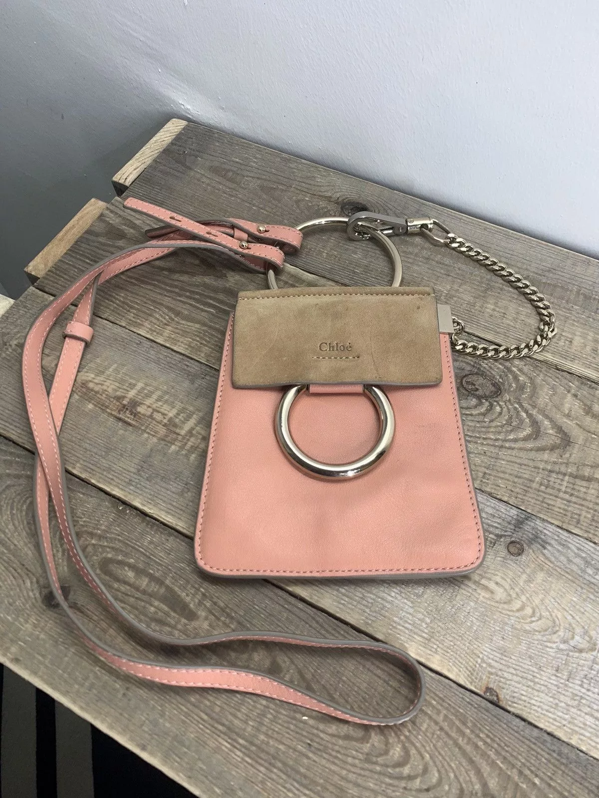 Chloe Mini Bags Chloe × Vintage Chloe Peach Leather mini faye bracelet bag Pink