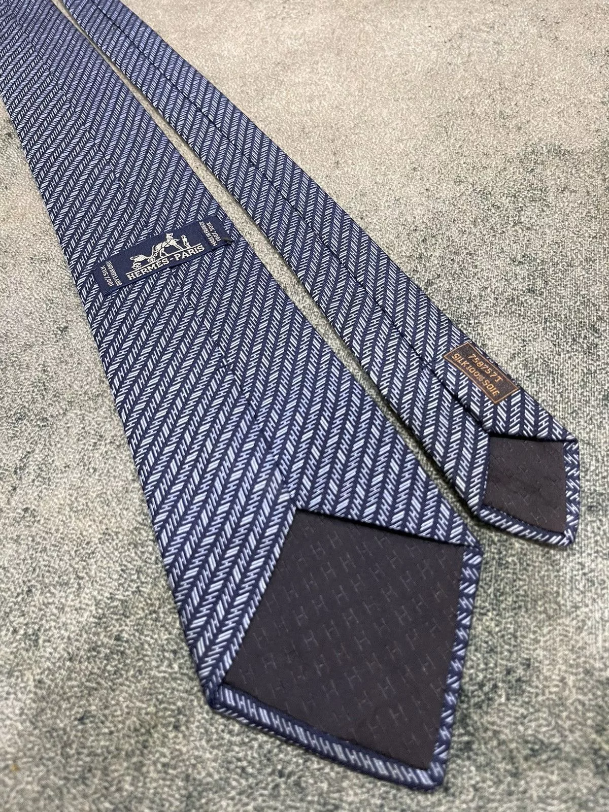 Hermes Ties Pocketsquares Hermes Silk Tie 758757T Blue