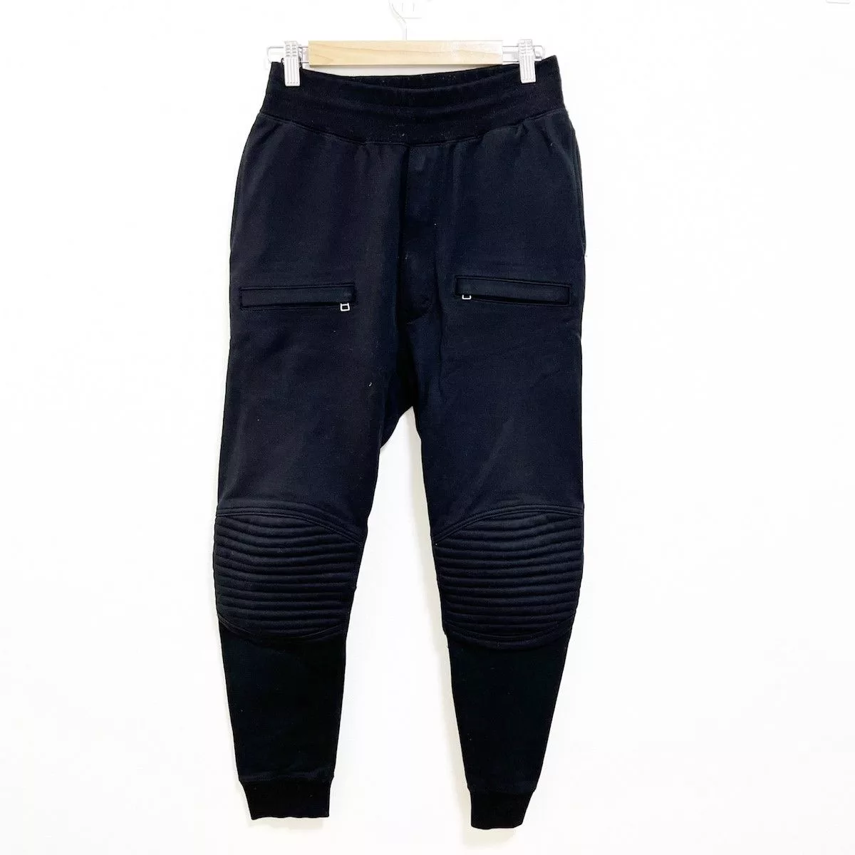 Comme des Garcons Sweatpants Joggers Comme des Garcons Sweat Pants Knee Patch Zip Pocket Cotton Black