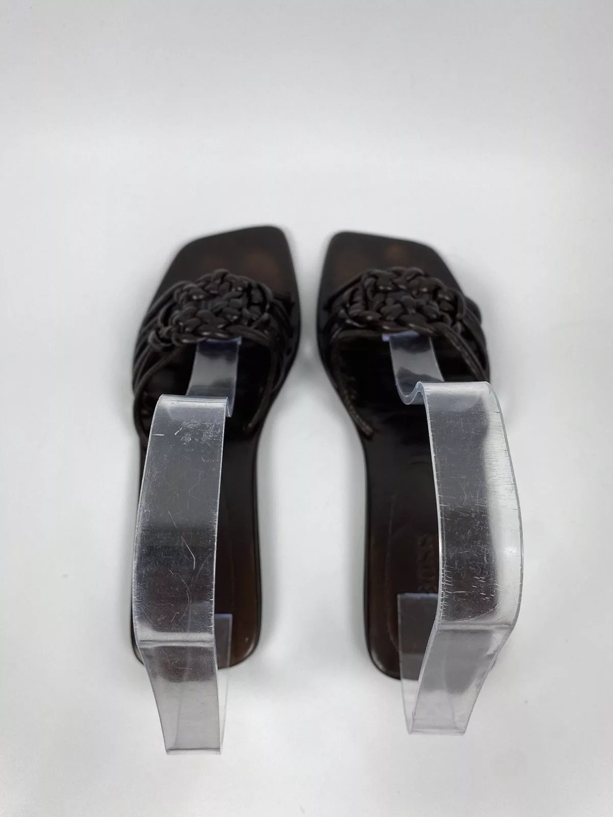Hugo Boss Flats Hugo Boss Genuine Leather Slides Open Toe size 38 Brown