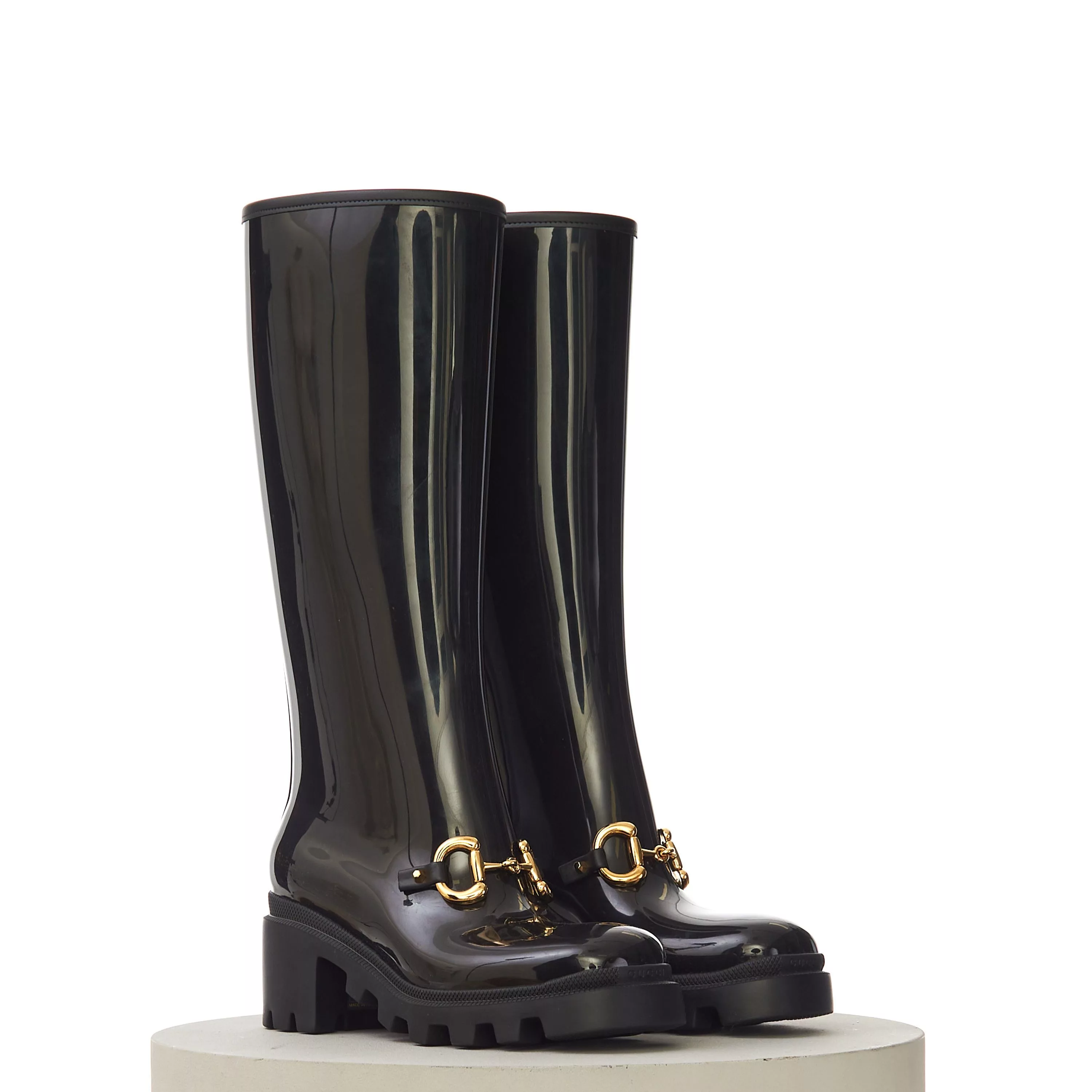 Gucci Boots Gucci Women's Knee-High Boot With Horsebit in Black Rubber
