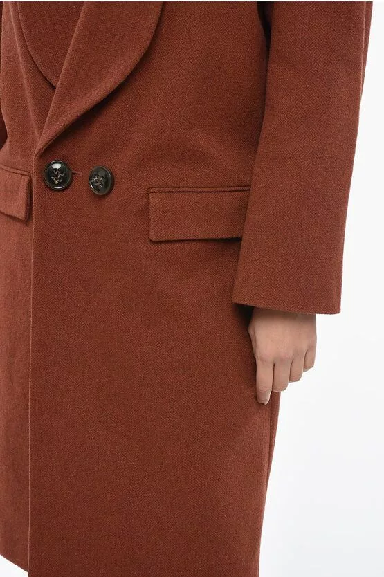 Dsquared2 Coats Dsquared2 og1mm0624 Double Breasted Shoulder Coat in Orange/Brown Multi
