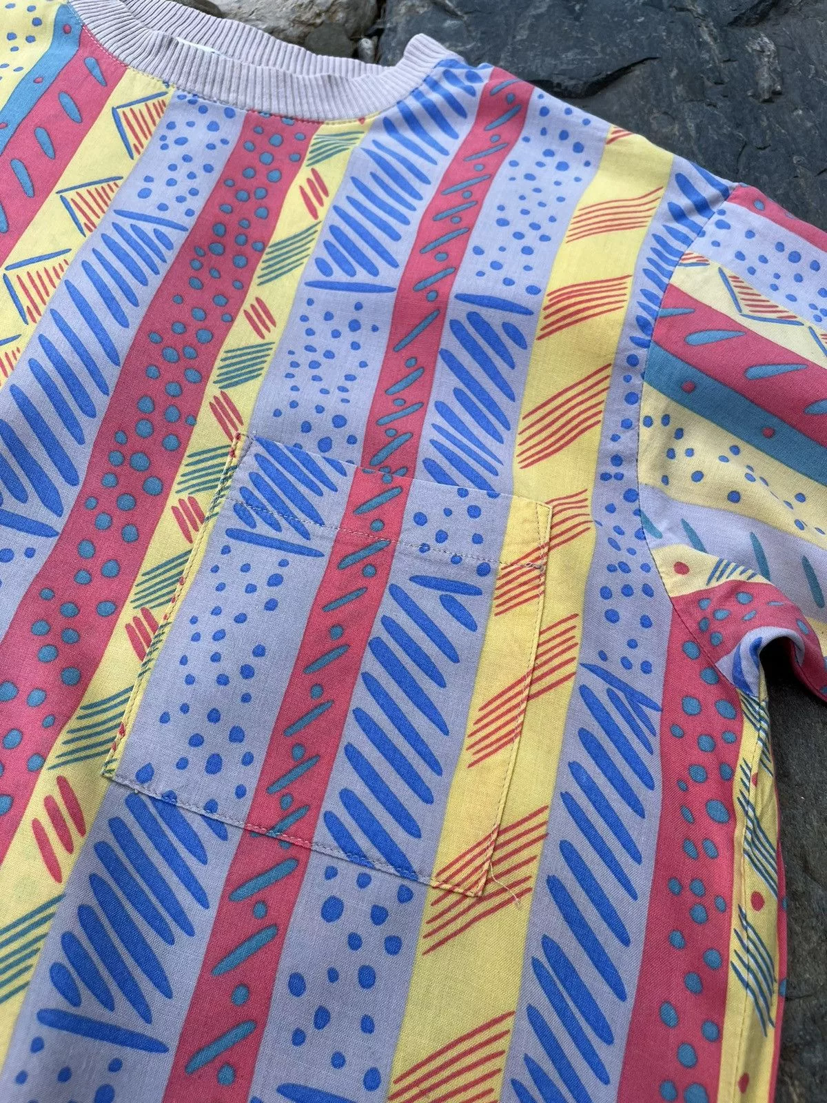 Vintage Short Sleeve T Shirts Vintage Ken Done design striped patterned all over print tee Multi