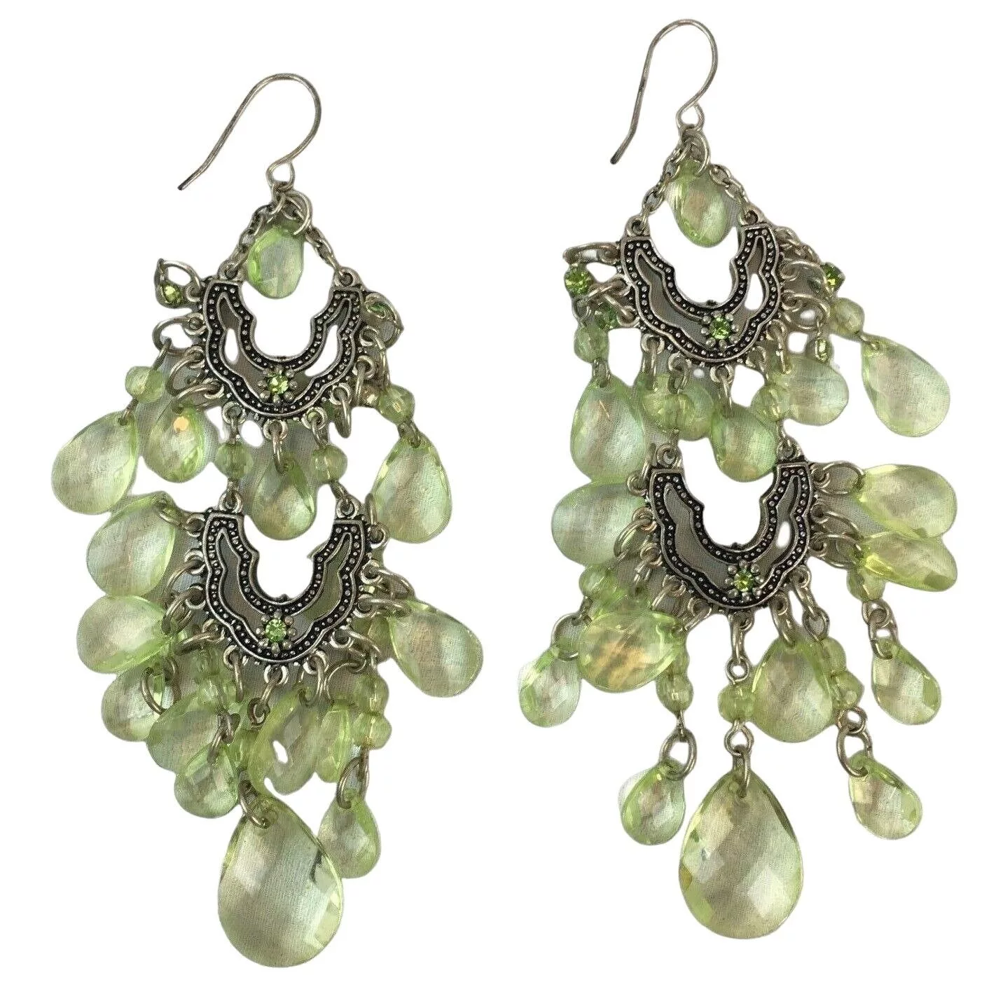 Other Earrings Other Vintage Silver Drop Earrings Dangle Lightweight Green Cluste