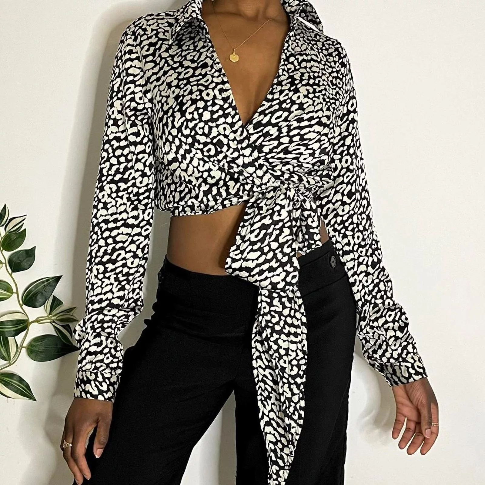Other Blouses Other Cheetah print blouse Black