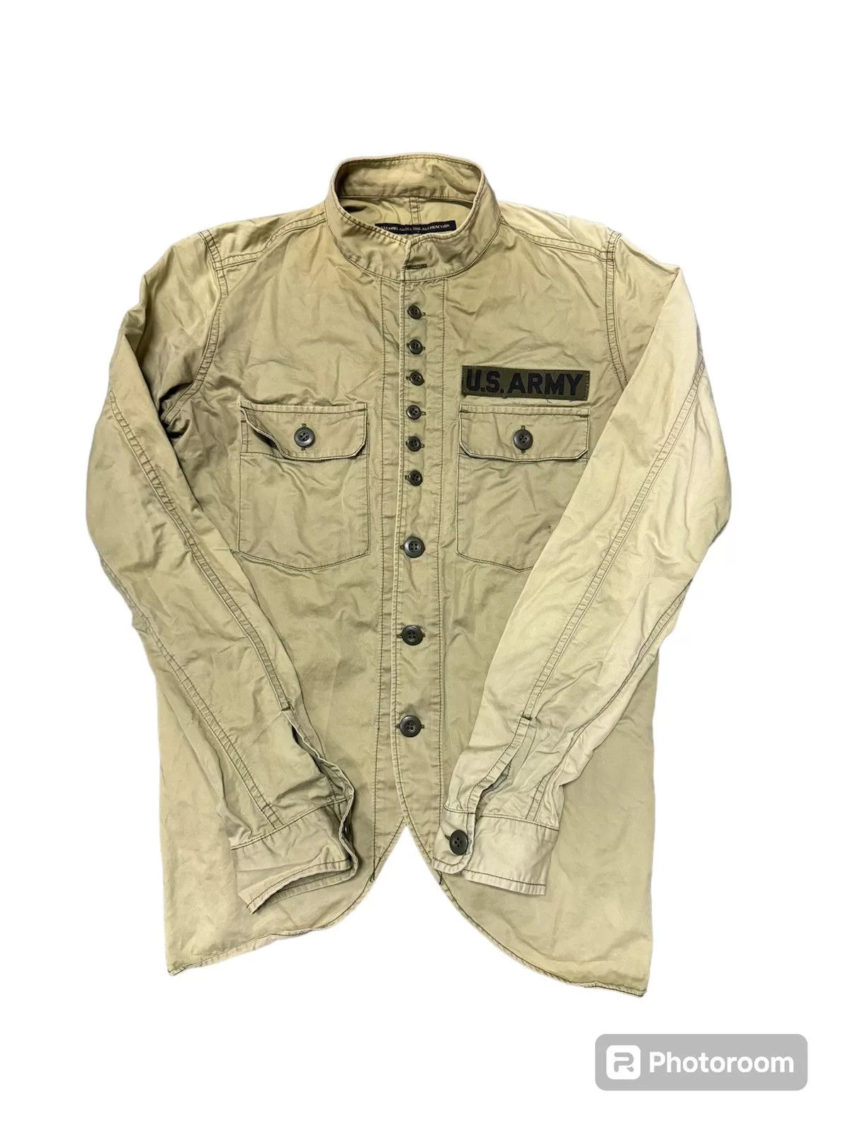 TALKING ABOUT THE ABSTRACTION Shirts Button Ups TALKING ABOUT THE ABSTRACTION MILITARY STYLE SHIRT Green Vintage