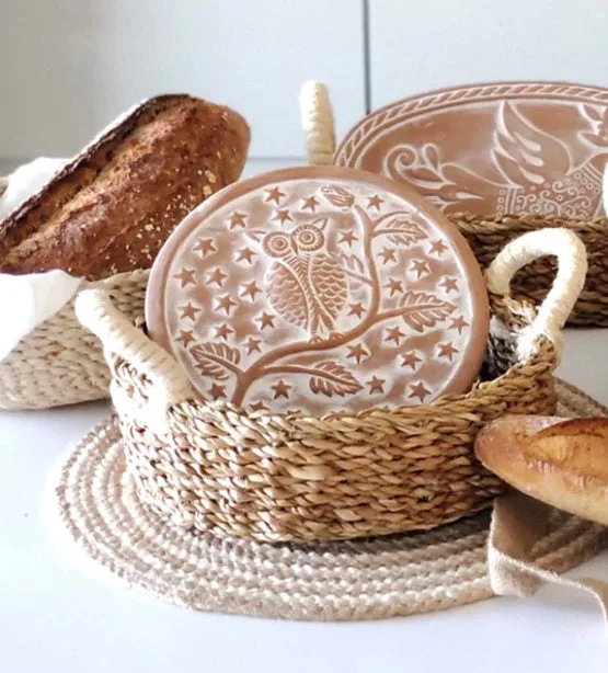 Owl Round Bread Warmer & Basket