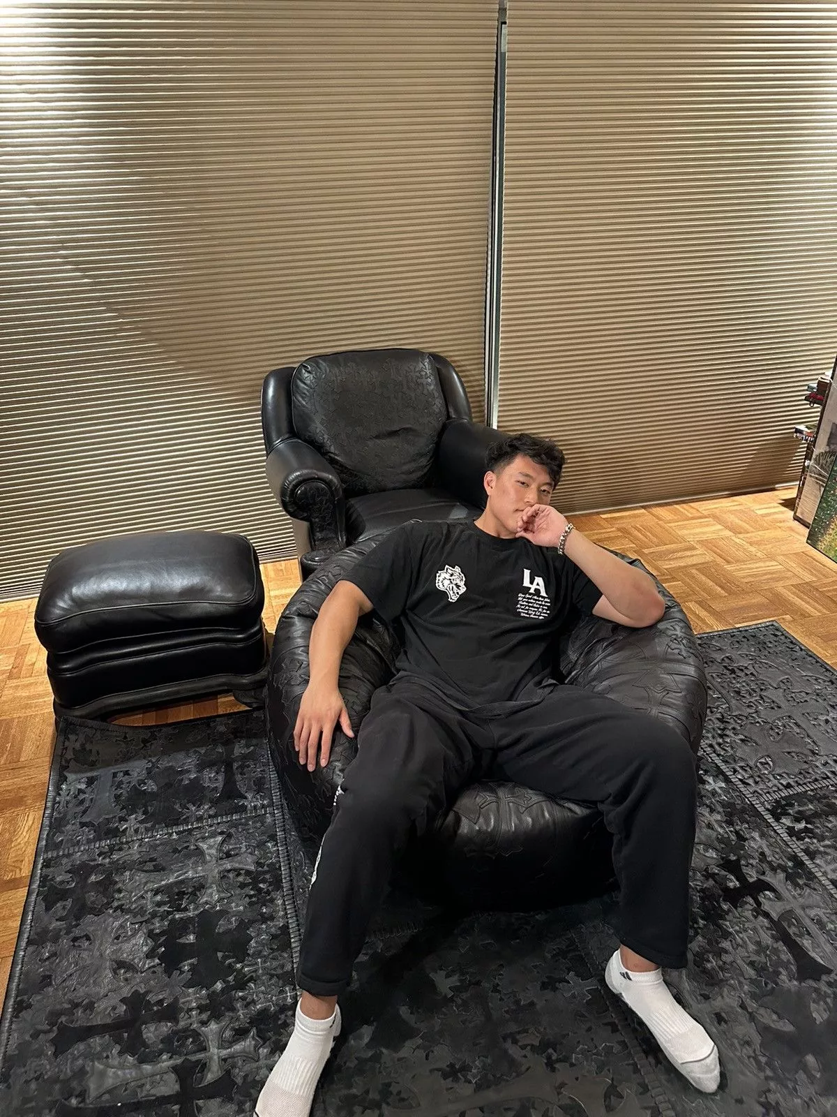 Chrome Hearts Miscellaneous Chrome Hearts Leather Bean Bag Black