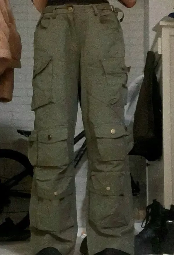 Jean Casual Pants Jean Cargo Pants Multi-pockets Brown Avant-Garde