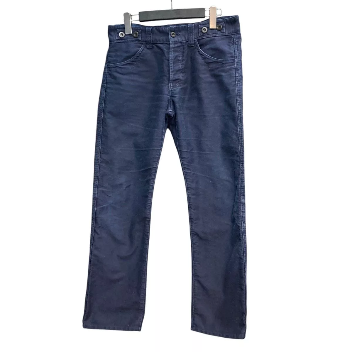 Junya Watanabe Cropped Pants Back Belt Straight Button Fly Navy Blue