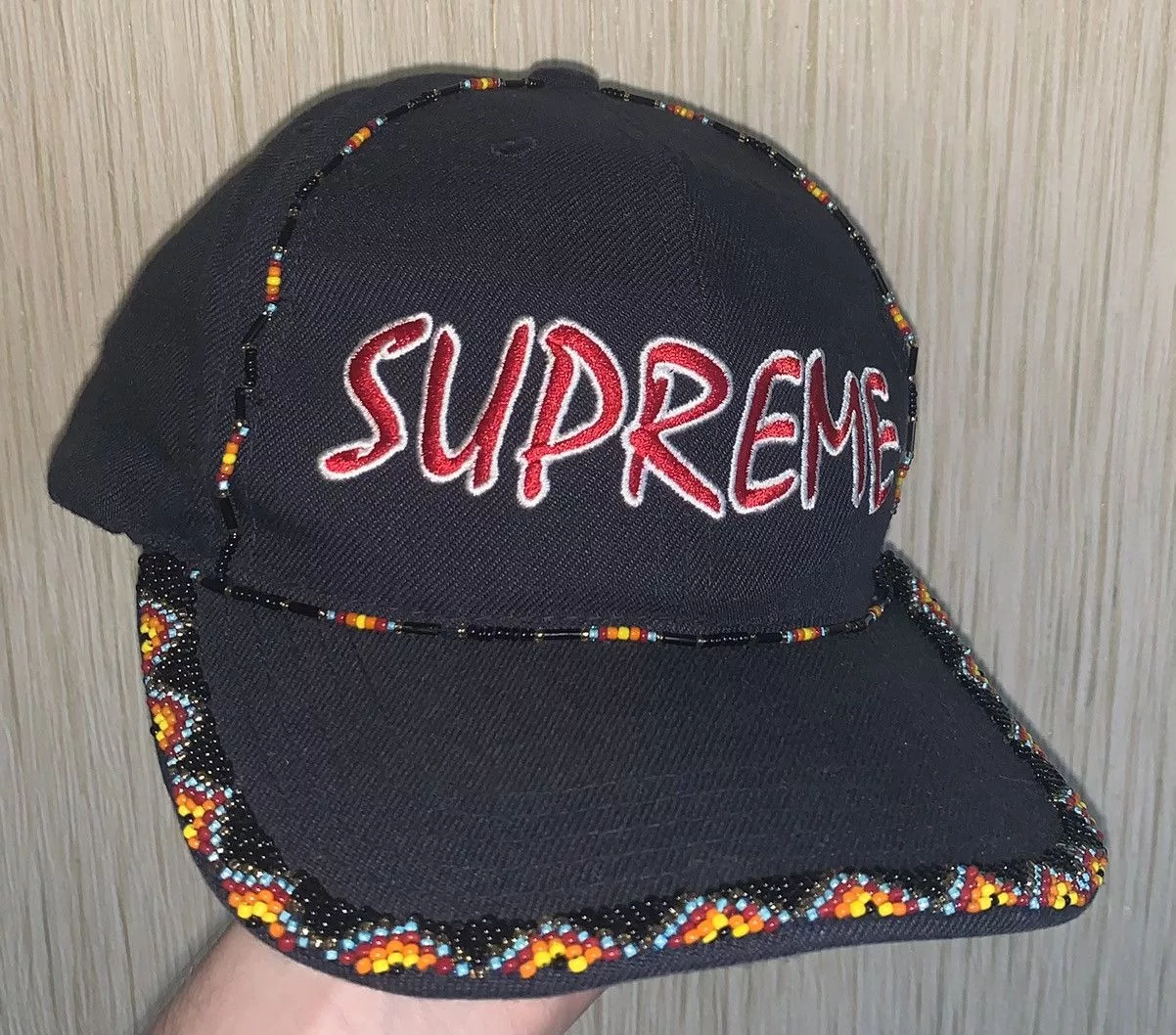 Supreme Hats Rare Supreme SS19 beaded 6 panel cap Blue
