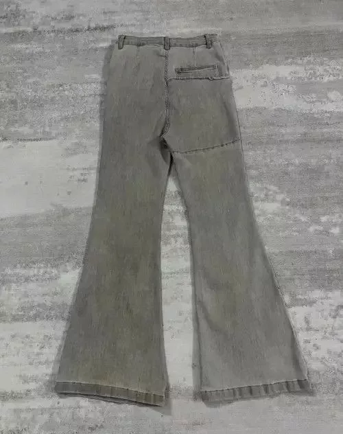Jean Denim Distressed Washed Flared Jeans Black