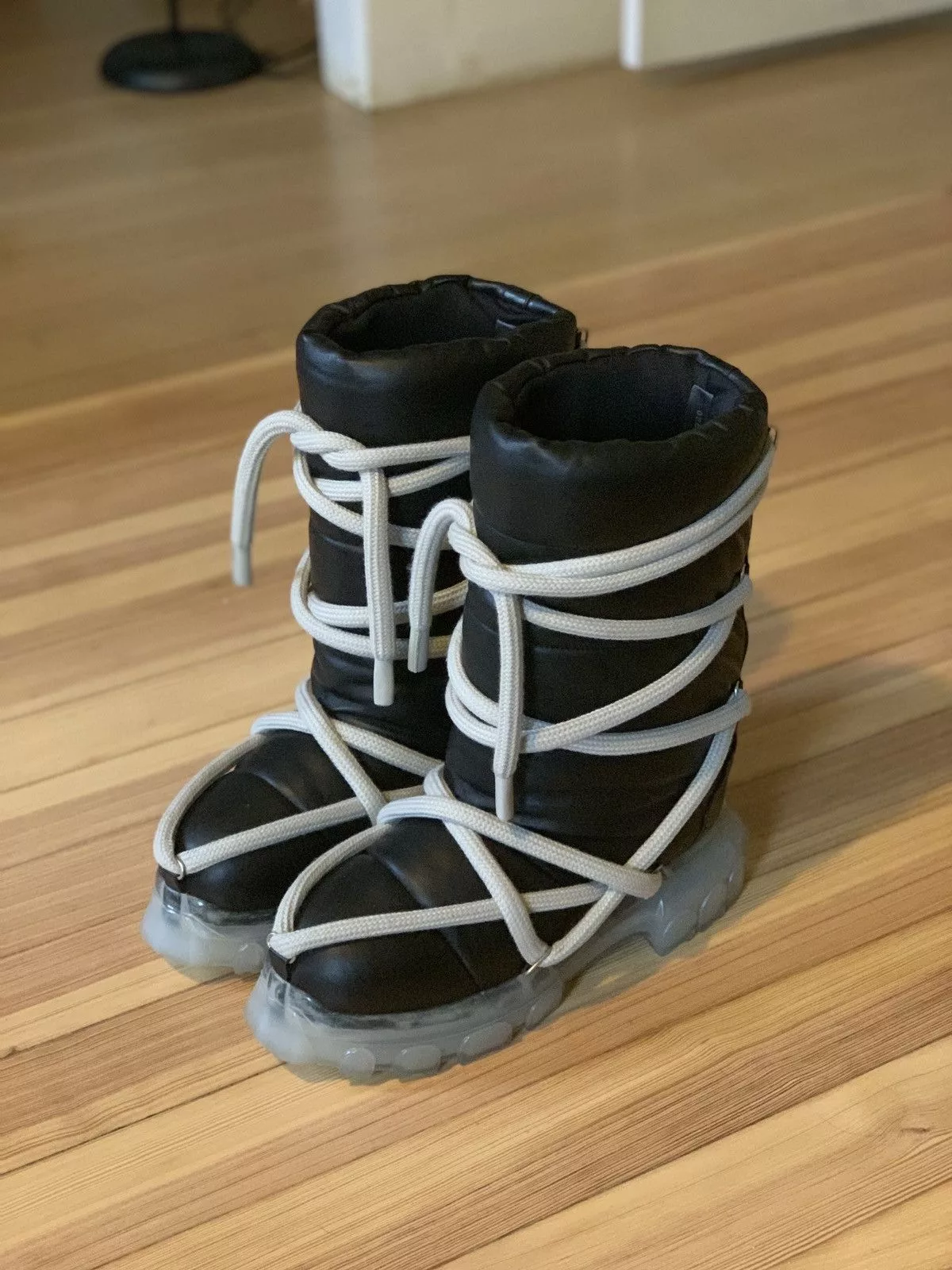Rick Owens Boots Rick Owens FW22 Strobe Lunar Tractor Leather Boots Black