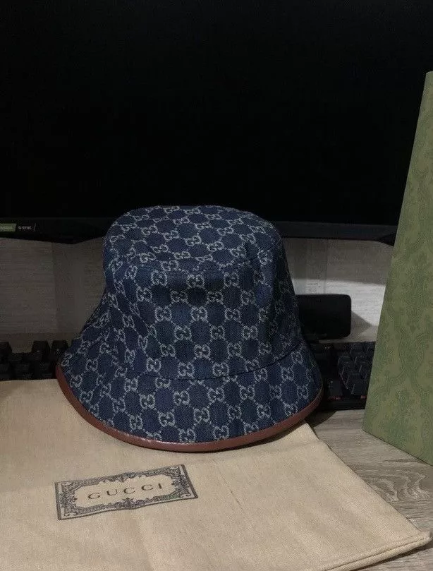 Gucci Hats Gucci GG Supreme Demim Bucket Hat Blue