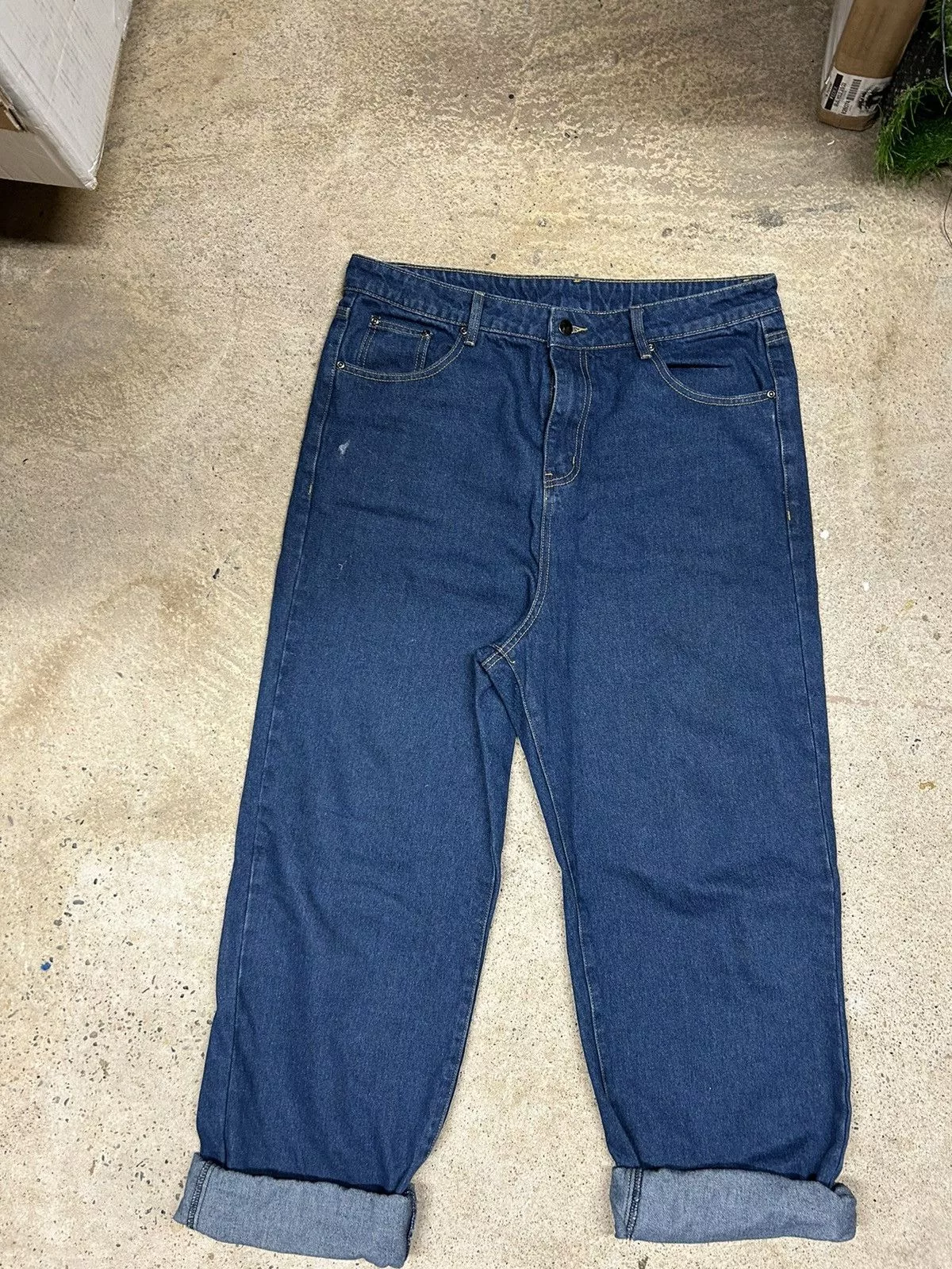 Vintage Denim Vintage Tiger Print Denim Pants Blue