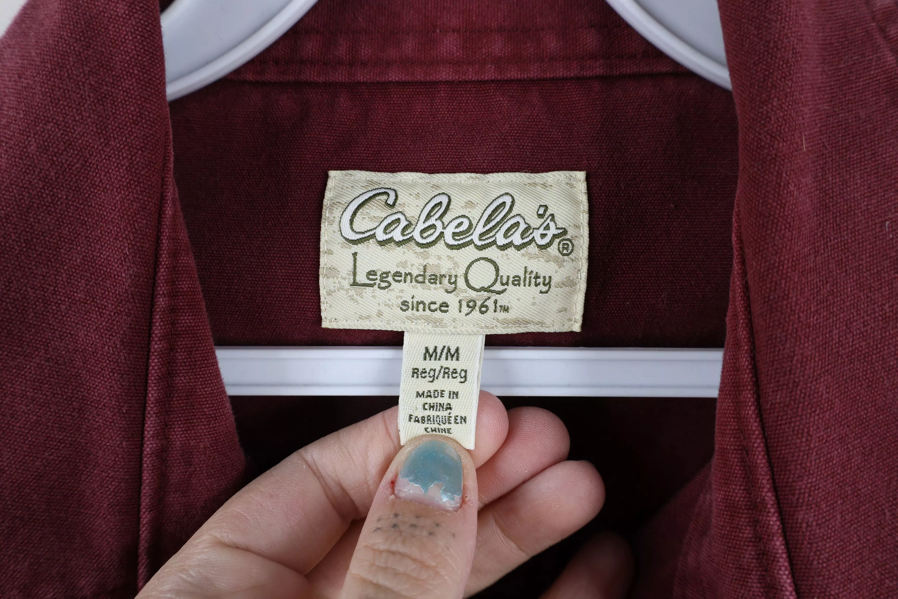 Cabelas Shirts Button Ups Cabelas × Vintage Vintage Cabelas Canvas Collared Button Shirt Burgundy Cotton