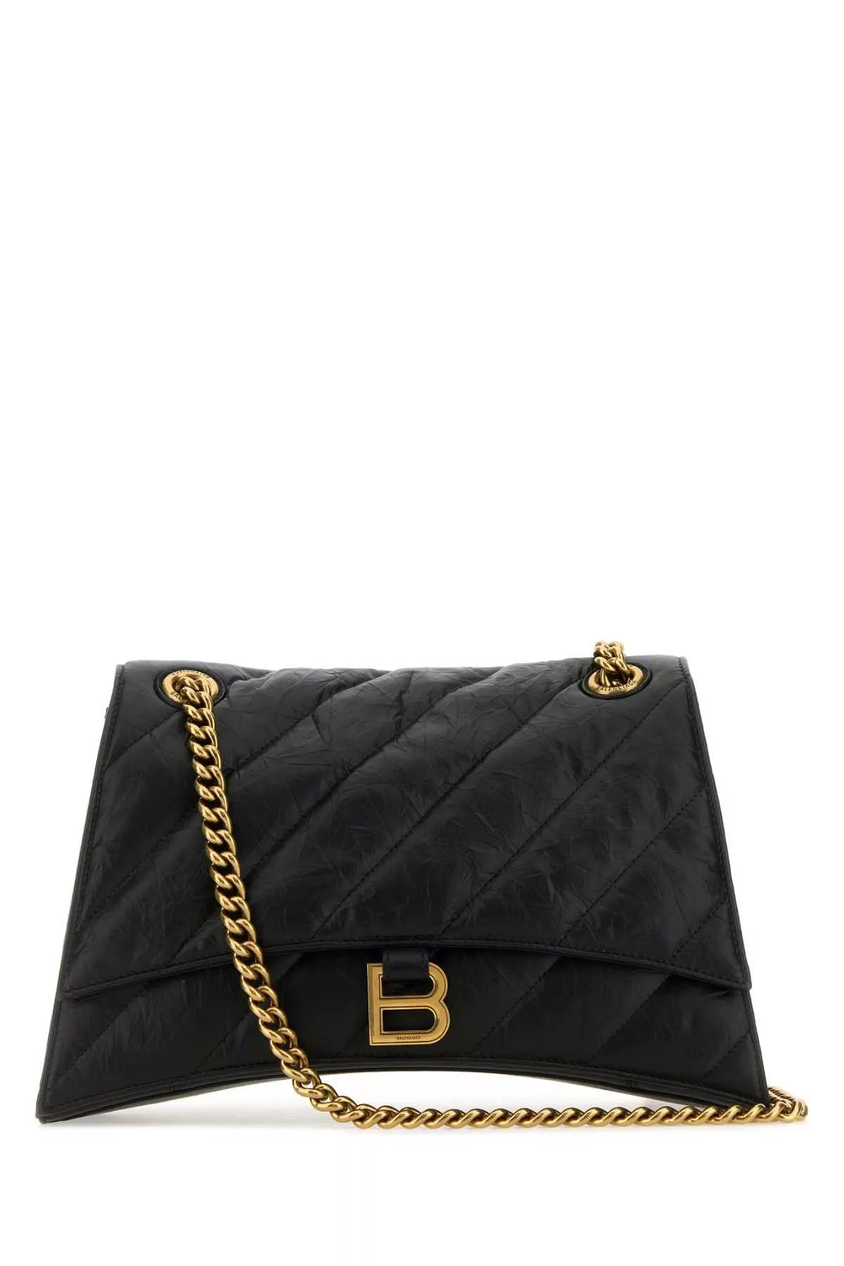 Balenciaga Crossbody Bags Balenciaga Black Leather Medium Crush Shoulder Bag Multi