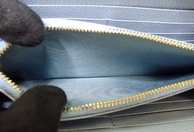 Prada Wallets Prada Zippy Saffiano Leather Light Blue Wallet