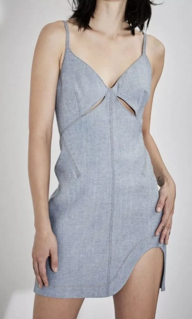 Other Mini Dresses Other ET OCHS Kelly Denim Cutout Raw Denim Mini Dress Blue