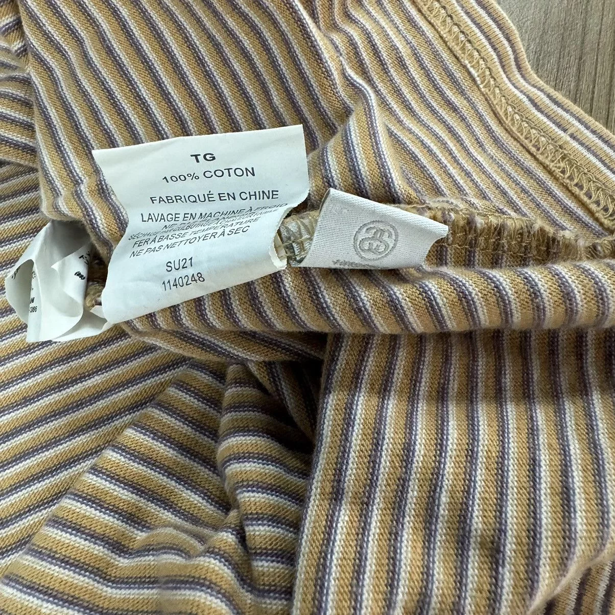 Stussy Short Sleeve T Shirts Stussy Stripes Tee Brown