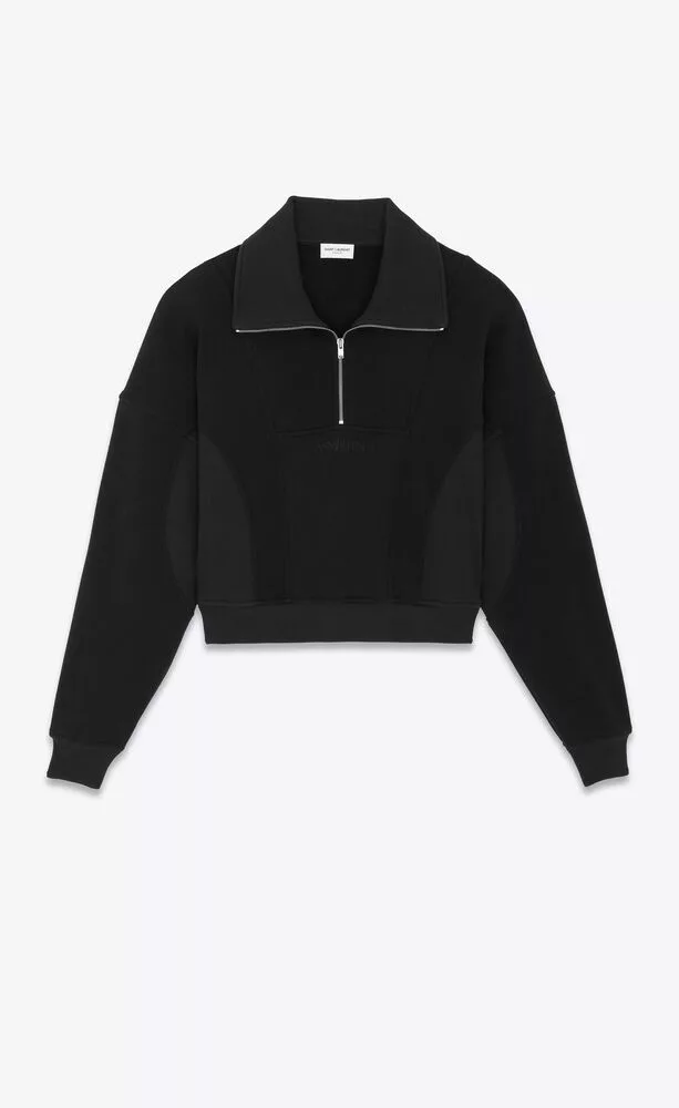 Saint Laurent Paris Sweatshirts Saint Laurent Paris o1b1hav110724 Cropped Sweatshirts in Black