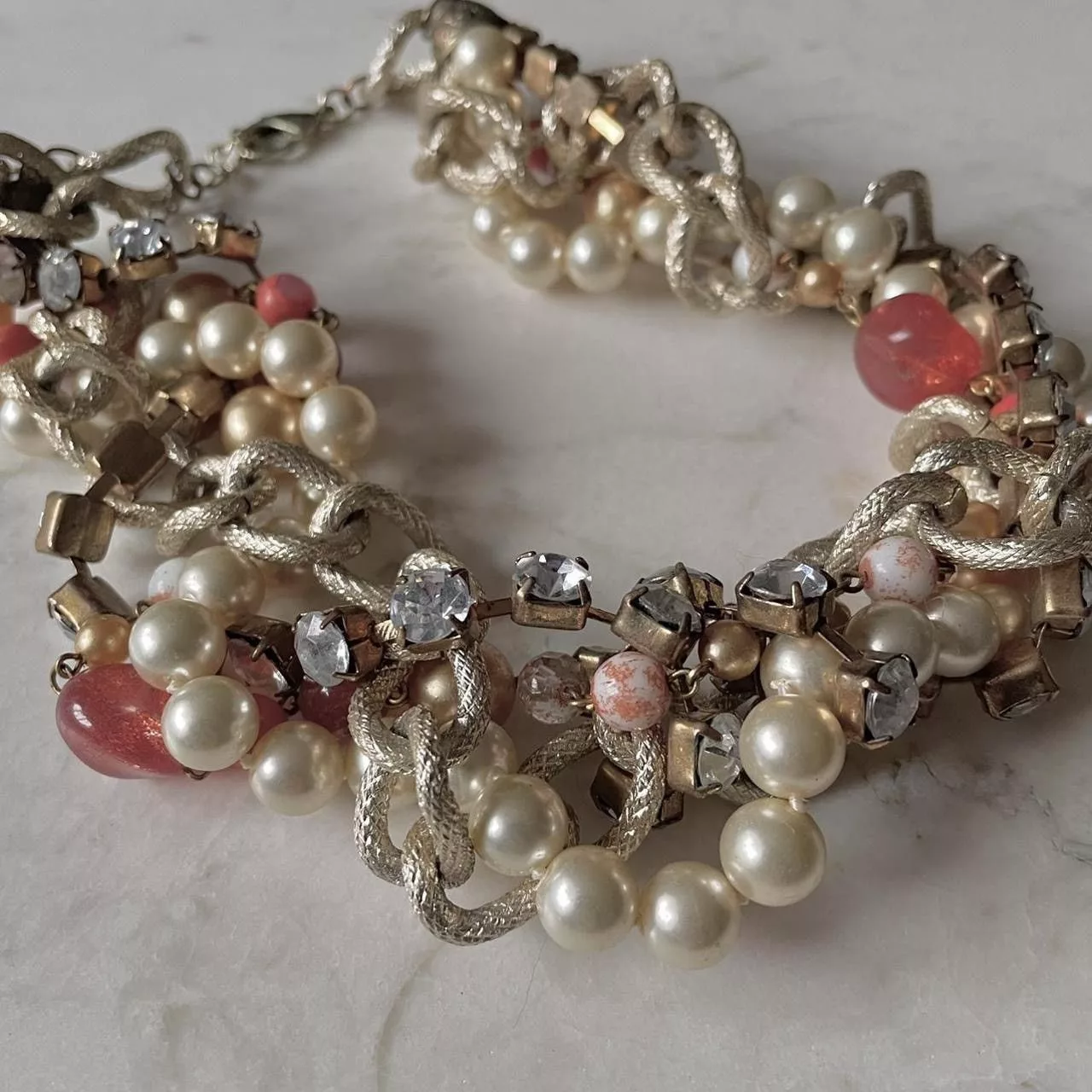 Vintage Necklaces Vintage Chunky Pearled Necklace Multi